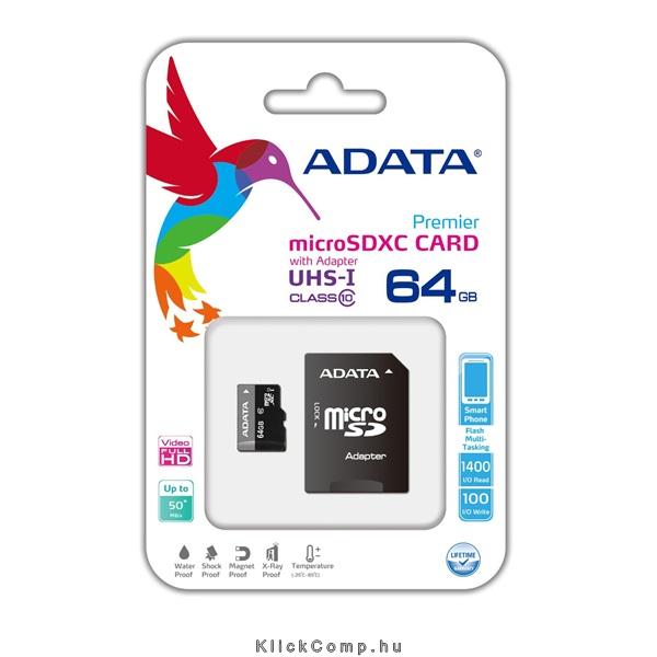 Eladó Memória-kártya 64GB MicroSDHC Plus Adapter UHS-I CLASS10 ADATA - olcsó, Új Eladó - Miskolc ( Borsod-Abaúj-Zemplén ) fotó